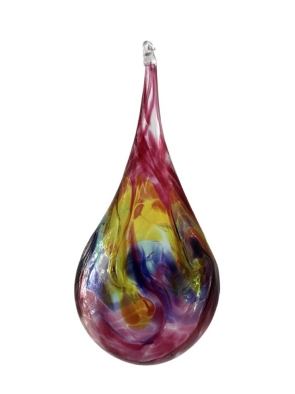 Sunrise Glassworks Hand Blown Art Glass Teardrop Ornament Swirl Decor 11in - Picture 5 of 5